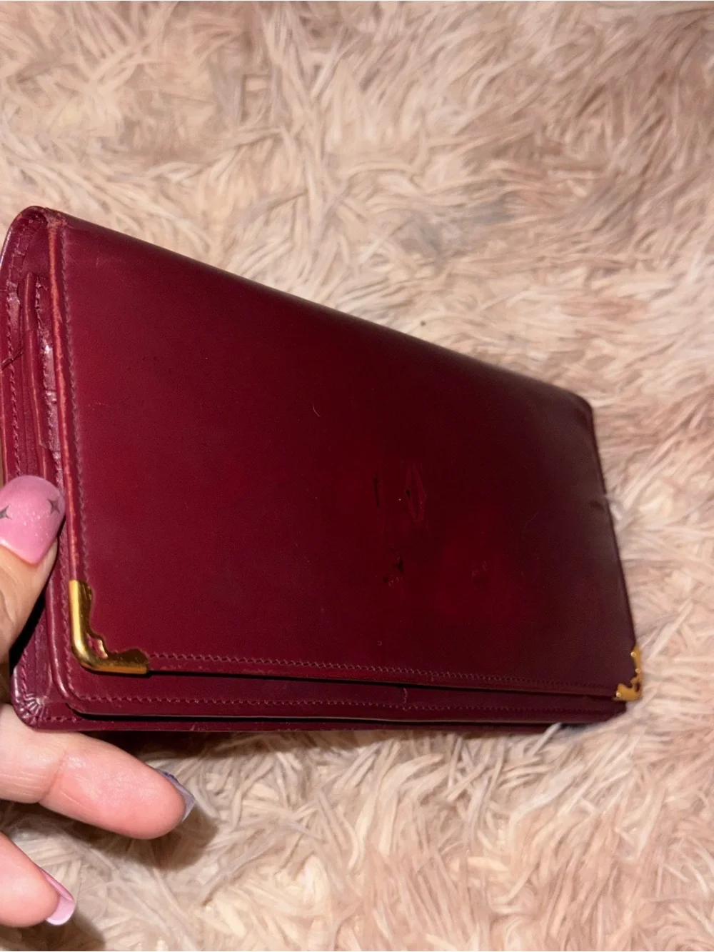 Vintage Must de Cartier Burgundy Leather Continental Wallet